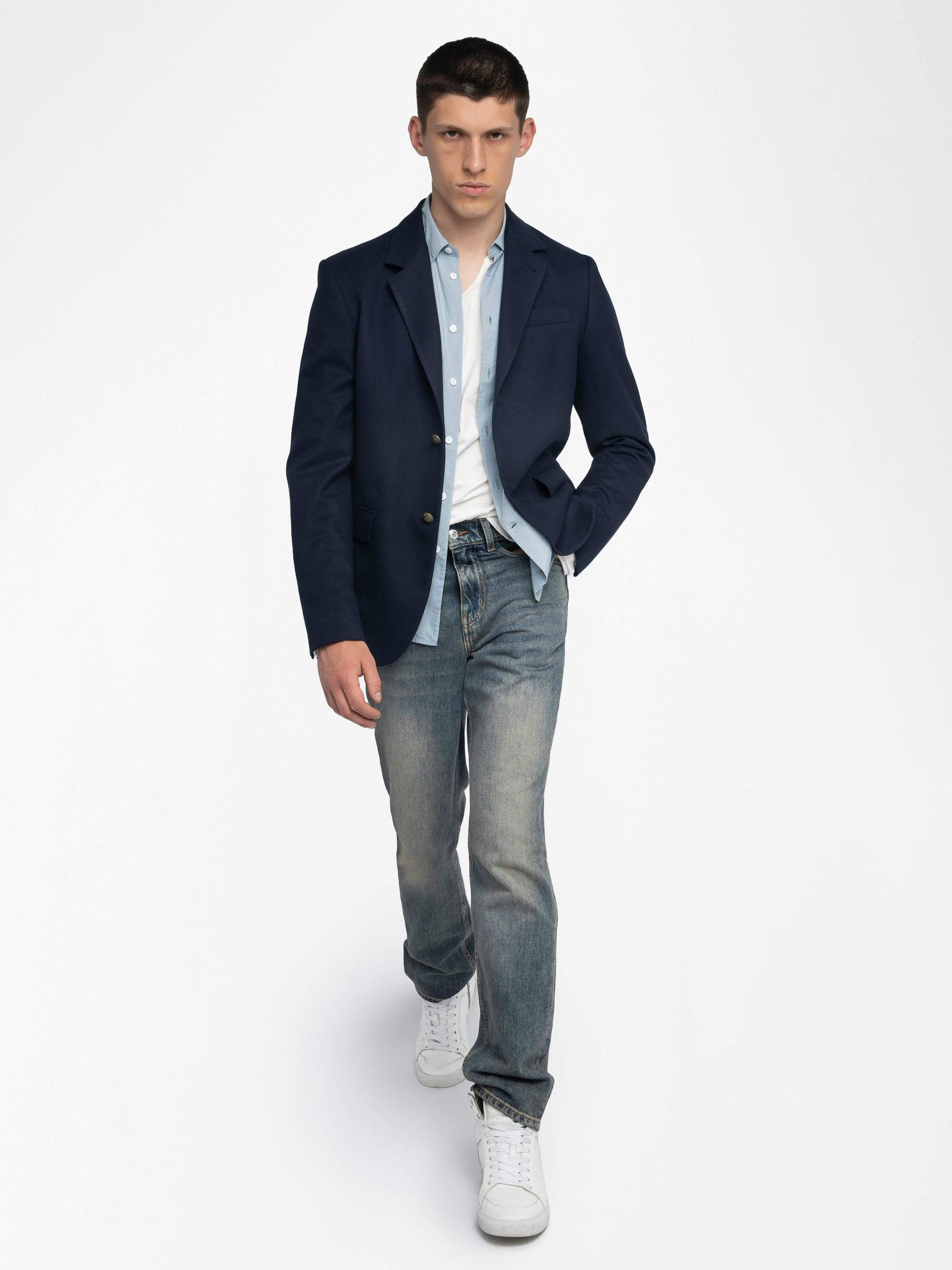 Vanilleh Blazer - Cropped blazer jacket with single-breasted closure.